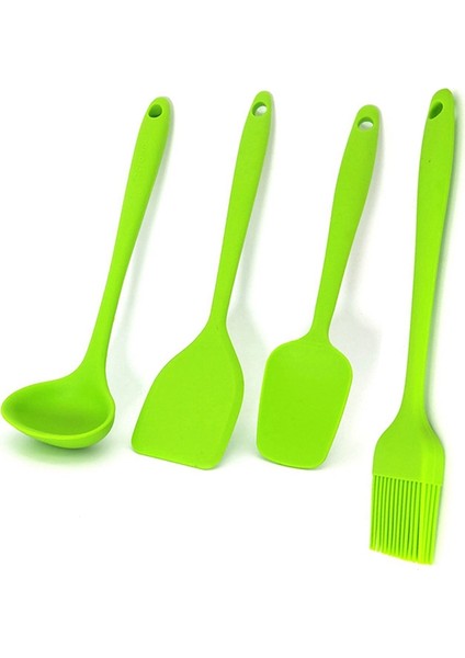 4 Adet Yeşil Mutfak Eşyaları Silika Jel Çocuk Mutfak Mini Kürek Silikon Kaşık Fırça Pişirme Araçları (Yurt Dışından)