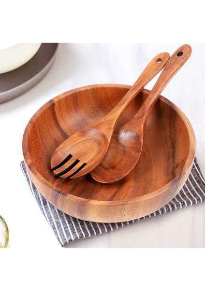 Ahşap Salata Kasesi-Büyük 9.4 Inç Akasya Ahşap Salata Kaşıklı Ahşap Kase, Meyve, Salata Için Kullanılabilir (Yurt Dışından) fiyatları