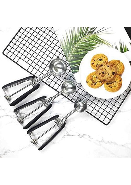 Kurabiye Kepçesi, Kurabiye Hamuru Kepçesi, Yaylı Dondurma Kepçesi, Paslanmaz Çelik Kepçe, Rahat Tutuş 22 x 5 cm (Yurt Dışından) fiyatları