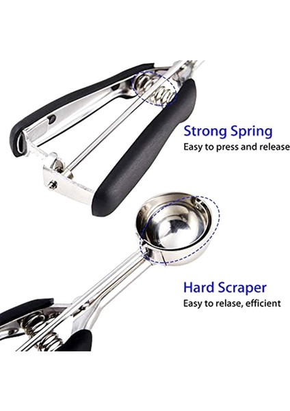 Kurabiye Kepçesi, Kurabiye Hamuru Kepçesi, Yaylı Dondurma Kepçesi, Paslanmaz Çelik Kepçe, Rahat Tutuş 22 x 5 cm (Yurt Dışından) modelleri