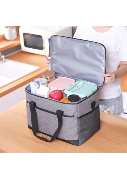 Yalıtımlı Öğle Yemeği Çantası - Öğle Yemeği Kutusu Sızdırmaz Soğutucu Tote Taşınabilir Dondurulabilir Öğle Yemeği Çantası Organizatör Çalışma Okulu Pikniği-A (Yurt Dışından) modelleri