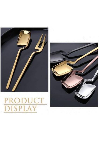 8 Adet Paslanmaz Çelik Kaşık Çatal Retro Kahve Şeker Tatlı Kek Dondurma Kaşığı Karıştırma Kaşık Çatal Seti, Renkli (Yurt Dışından) modelleri