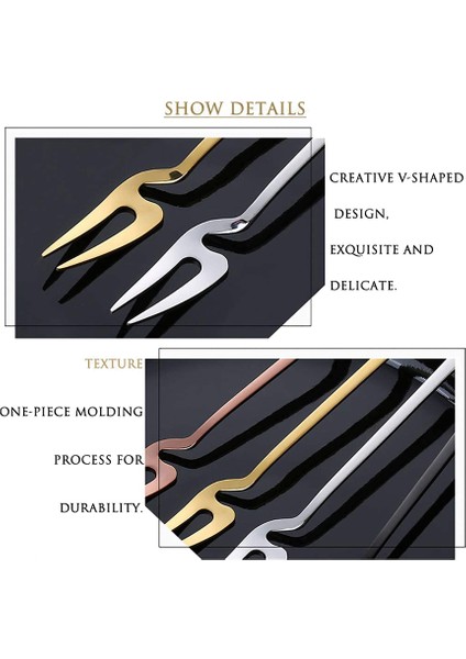8 Adet Paslanmaz Çelik Kaşık Çatal Retro Kahve Şeker Tatlı Kek Dondurma Kaşığı Karıştırma Kaşık Çatal Seti, Renkli (Yurt Dışından) indirimleri