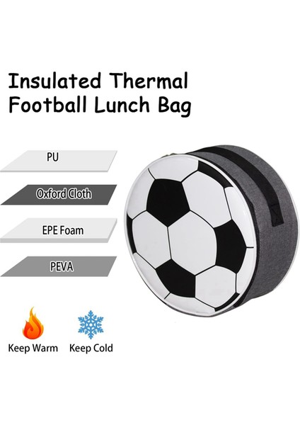 Askılı Futbol Öğle Yemeği Çantası, Okul Piknik Kampı Açık Hava Için Yeniden Kullanılabilir Yuvarlak Termal Çantalar - Siyah (Yurt Dışından) fiyatları