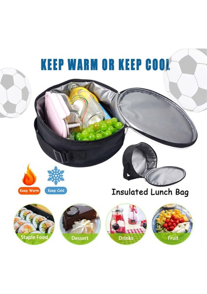 Askılı Futbol Öğle Yemeği Çantası, Okul Piknik Kampı Açık Hava Için Yeniden Kullanılabilir Yuvarlak Termal Çantalar - Siyah (Yurt Dışından) fırsatları