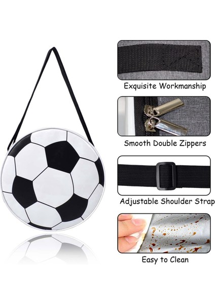 Askılı Futbol Öğle Yemeği Çantası, Okul Piknik Kampı Açık Hava Için Yeniden Kullanılabilir Yuvarlak Termal Çantalar - Siyah (Yurt Dışından) indirimleri