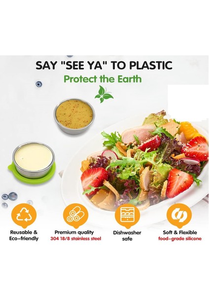 Adet Salata Sosu Kabı 50 Ml, Silikon Kapaklı Küçük Paslanmaz Çelik Baharat Kabı, Sızdırmaz Sos Kabı (Yurt Dışından) fiyatları