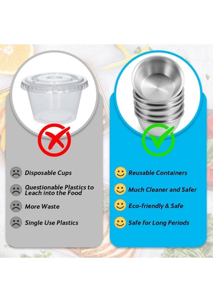 Adet Salata Sosu Kabı 50 Ml, Silikon Kapaklı Küçük Paslanmaz Çelik Baharat Kabı, Sızdırmaz Sos Kabı (Yurt Dışından) fırsatları
