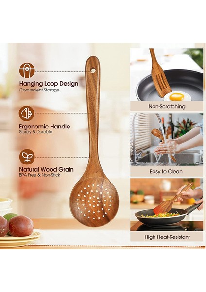 Pişirme Için Ahşap Gereçler, 5 Parça Doğal Tik Ahşap Mutfak Gereçleri Seti Pişirme Için Ahşap Kaşıklar Ahşap Pişirme (Yurt Dışından) fırsatları