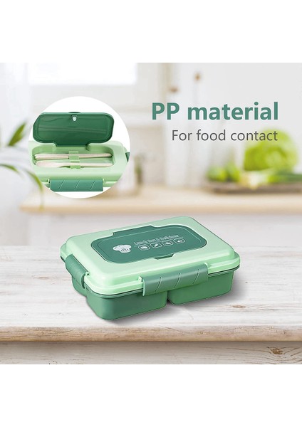 Öğle Yemeği Kutusu 1600ML 5 Bölmeli Bento Kutusu Yetişkinler Için Dahili Yeniden Kullanılabilir Kaşık Çubukları Seyahat Evinin Temelleri (Yeşil) (Yurt Dışından) modelleri