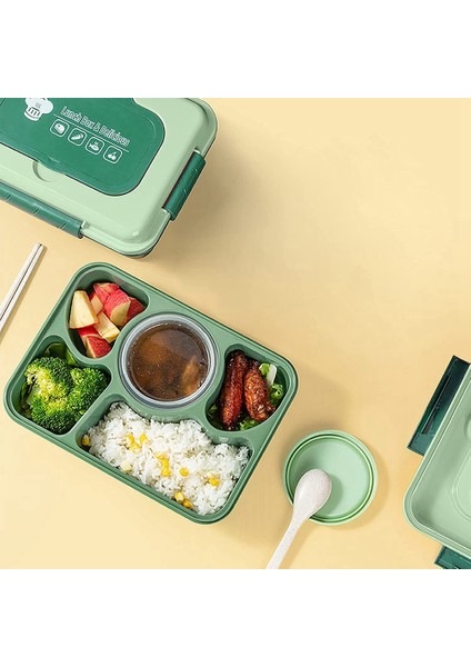 Öğle Yemeği Kutusu 1600ML 5 Bölmeli Bento Kutusu Yetişkinler Için Dahili Yeniden Kullanılabilir Kaşık Çubukları Seyahat Evinin Temelleri (Yeşil) (Yurt Dışından) indirimleri