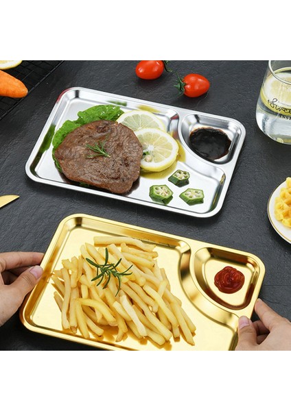 Paslanmaz Çelik Plaka Dikdörtgen Tepsi Pratik Düz Tabanlı Tepsi Dikdörtgen Tepsi Restoran Düz Tabanlı Plaka (Altın) (Yurt Dışından) fiyatları