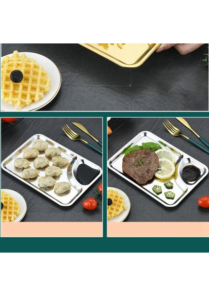 Paslanmaz Çelik Plaka Dikdörtgen Tepsi Pratik Düz Tabanlı Tepsi Dikdörtgen Tepsi Restoran Düz Tabanlı Plaka (Altın) (Yurt Dışından) fırsatları