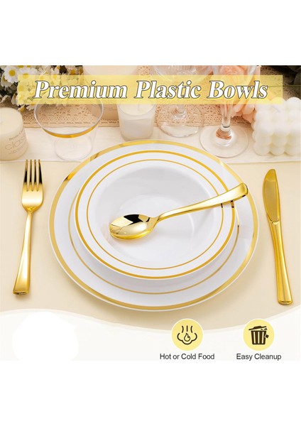 30 Paket Plastik Tek Kullanımlık Kaseler, Tatlılar Için Altın Kenarlı 12OZ Salata Kaseleri, Parti, Düğün, Catering Için Tahıl Kaseleri (Yurt Dışından) modelleri