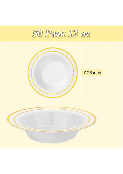 30 Paket Plastik Tek Kullanımlık Kaseler, Tatlılar Için Altın Kenarlı 12OZ Salata Kaseleri, Parti, Düğün, Catering Için Tahıl Kaseleri (Yurt Dışından) fırsatları