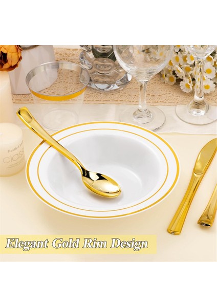 30 Paket Plastik Tek Kullanımlık Kaseler, Tatlılar Için Altın Kenarlı 12OZ Salata Kaseleri, Parti, Düğün, Catering Için Tahıl Kaseleri (Yurt Dışından) indirimleri