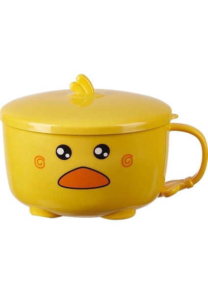 Ördek Ramen Erişte Kasesi Kapaklı Sevimli Paslanmaz Çelik Mutfak Meyve Anında Pirinç Çorbası Çift Katmanlı Kase Sofra Takımı 1 (Yurt Dışından)