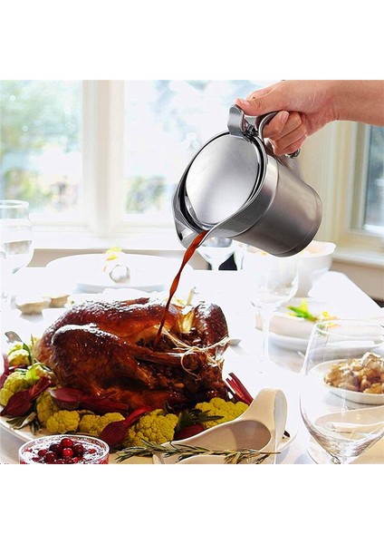 Paslanmaz Çelik Yağ Sos Tenceresi Yemek Masası Sürahisi Muhallebi Krem Ketçap Çift Duvarlı Yalıtımlı Termal 750ML Sos Teknesi (Yurt Dışından) modelleri