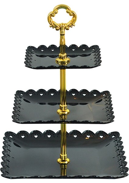 Meyve Tepsisi 3 Katlı Girişimci Pasta Rafı Düğün Pastası Tepsisi Atıştırmalık Fındık Şekerleme Tepsisi 3 Katlı Meyve Tepsisi Siyah (Yurt Dışından)