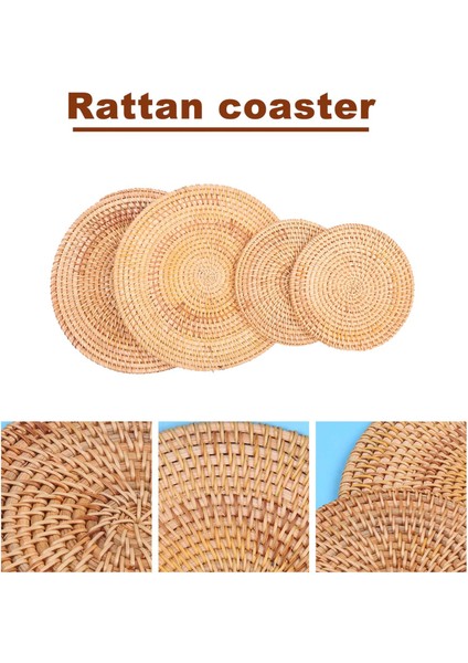 4'lü Paket El Dokuma Rattan Dak, Sıcak Yemekler Için Masa Dokuma Trivet Tabaklar Dak, Masa Için Tencere Tutacağı, Isıya Dayanıklı Paspaslar (Yurt Dışından)
