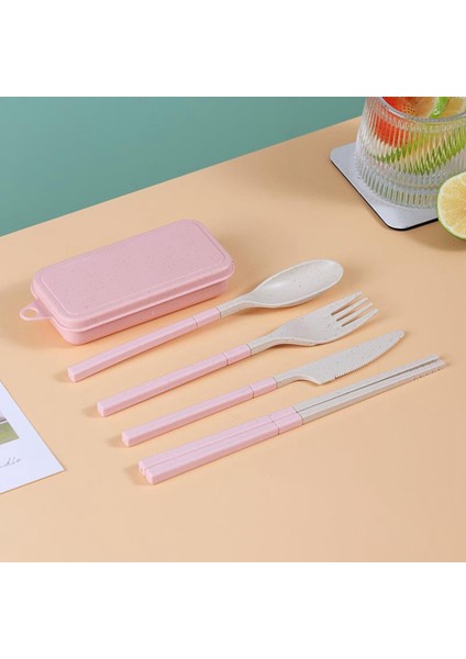 Buğday Samanı Katlanır Kombinasyon Taşınabilir Açık Seyahat Sofra Öğrenci Seti Mavi (Yurt Dışından) fırsatları