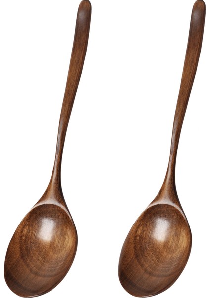 Vintage Çin Tarzı El Işi Ahşap Çorba Kaşığı 2'li Set, Akşam Yemeği, Salata Tatlıları, Atıştırmalıklar, Pilav, Çorba, Meyve (Yurt Dışından)