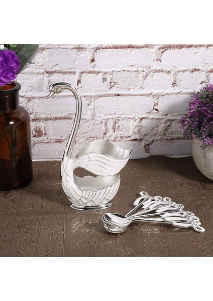 Metal Kahve Tatlı Kaşığı Seti Meyve Tatlı Çatal Bıçak Takımı Kuğu Tabanlı Tutucu Düzenleyici 6 Parça Tatlı Kaşığı Altın (Yurt Dışından) fırsatları