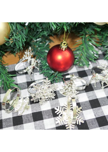 Noel Peçetelik, Elk Kar Tanesi Noel Ağacı Peçete Halkası Kış Tatili Akşam Yemeği Düzeni ve Noel Süslemeleri Için (Yurt Dışından)