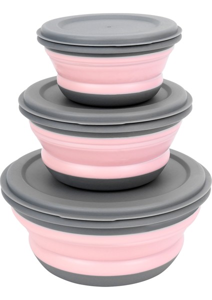 Adet/takım Kase Setleri Silikon Katlanır Yemek Kabı Katlanır Taşınabilir Silikon Katlanır Kase Katlanabilir Salata Kasesi Kapaklı Pembe (Yurt Dışından)