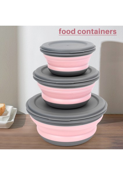 Adet/takım Kase Setleri Silikon Katlanır Yemek Kabı Katlanır Taşınabilir Silikon Katlanır Kase Katlanabilir Salata Kasesi Kapaklı Pembe (Yurt Dışından) modelleri