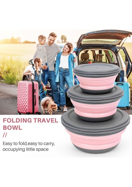 Adet/takım Kase Setleri Silikon Katlanır Yemek Kabı Katlanır Taşınabilir Silikon Katlanır Kase Katlanabilir Salata Kasesi Kapaklı Pembe (Yurt Dışından) indirimleri