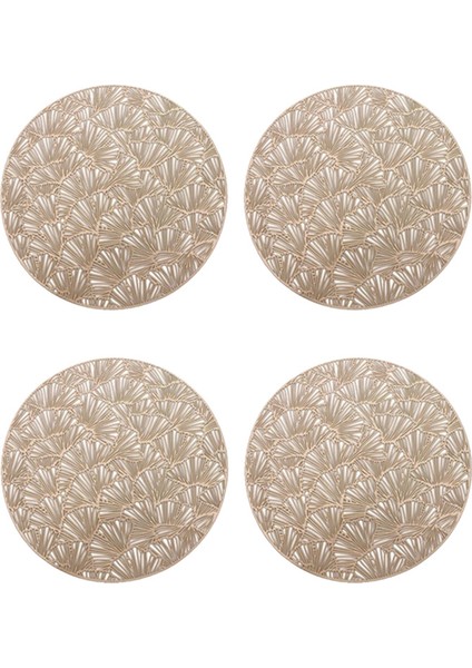 4 Adet Yuvarlak Placemats Restoran Içi Boş Pvc Dekorasyon Yemek Mat Anti-Sıcak Yemek Masası Hattı Mat Biftek Tabağı Pad-Altın (Yurt Dışından)