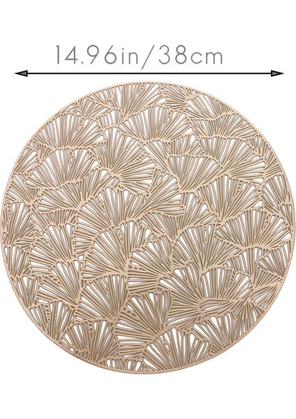 4 Adet Yuvarlak Placemats Restoran Içi Boş Pvc Dekorasyon Yemek Mat Anti-Sıcak Yemek Masası Hattı Mat Biftek Tabağı Pad-Altın (Yurt Dışından)