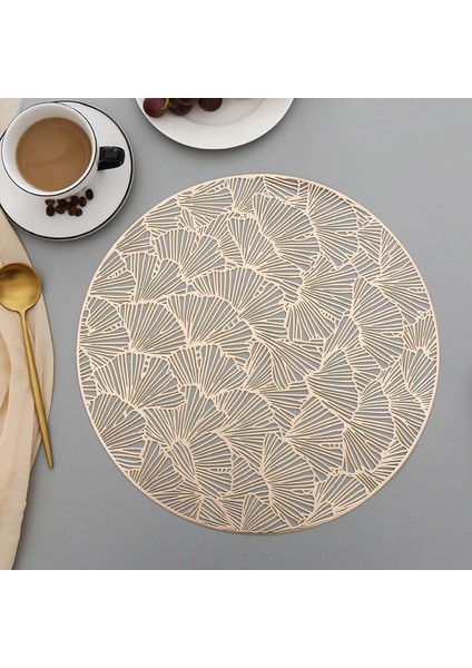 4 Adet Yuvarlak Placemats Restoran Içi Boş Pvc Dekorasyon Yemek Mat Anti-Sıcak Yemek Masası Hattı Mat Biftek Tabağı Pad-Altın (Yurt Dışından)