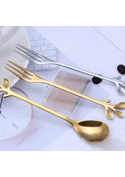 4 Adet Paslanmaz Çelik Çay Kaşıkları ve Tadımlık Meze Kek Çatalları Mutfak Aksesuarı Düğün Partisi (Gümüş) (Yurt Dışından) modelleri