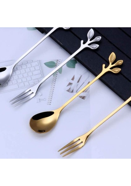 4 Adet Paslanmaz Çelik Çay Kaşıkları ve Tadımlık Meze Kek Çatalları Mutfak Aksesuarı Düğün Partisi (Gümüş) (Yurt Dışından) fırsatları