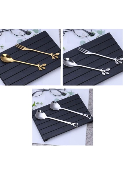 4 Adet Paslanmaz Çelik Çay Kaşıkları ve Tadımlık Meze Kek Çatalları Mutfak Aksesuarı Düğün Partisi (Gümüş) (Yurt Dışından) indirimleri