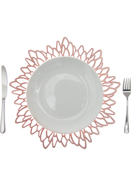 Yeni Iskandinav Tarzı Masa Dekorasyon Mat Hibiscus Çiçek Bronzlaştırıcı Pvc Placemat Gül Altın 6 Parça (Yurt Dışından)