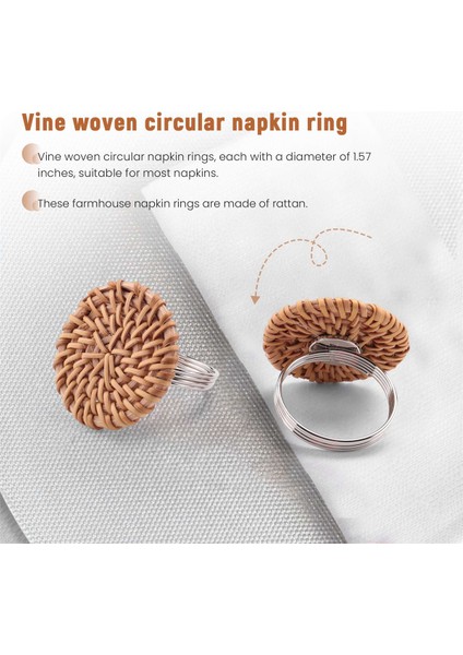 Güz Peçete Halkaları 6'lı Set, Masa Ayarı Için Vintage Peçete Halkası, Düğün Için El Yapımı Rattan Peçete Halkaları Tutucu (Yurt Dışından)