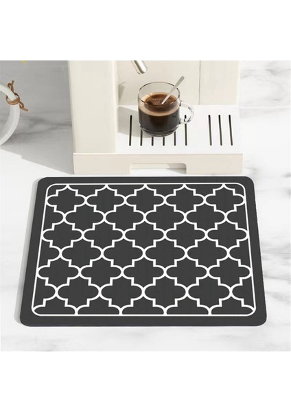 Kahve Matı Emici Bulaşık Kurutma Matı Mutfak Tezgahı Için-Kahve Aksesuarları Kahve Makinesinin Altına Uygun Siyah 50X30CM (Yurt Dışından)