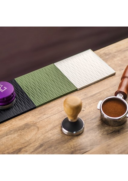 Espresso Sabotaj Mat Espresso Kahve Aksesuarları Coffeeware Sıkıştırma Pedi Anti-Skid Gıda Güvenli Silikon Köşe Mat Siyah (Yurt Dışından)