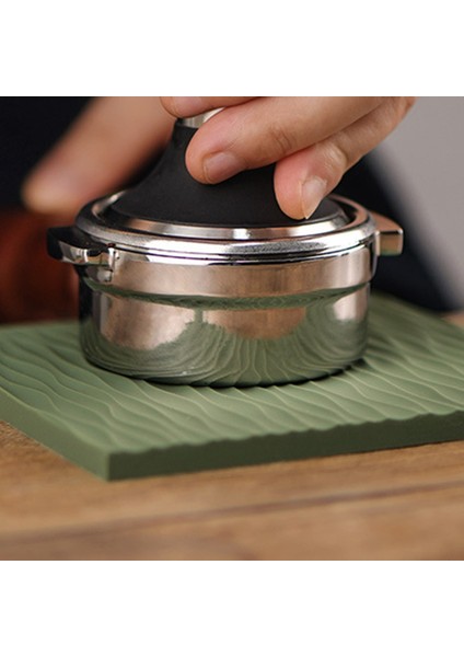 Espresso Sabotaj Mat Espresso Kahve Aksesuarları Coffeeware Sıkıştırma Pedi Anti-Skid Gıda Güvenli Silikon Köşe Mat Siyah (Yurt Dışından)