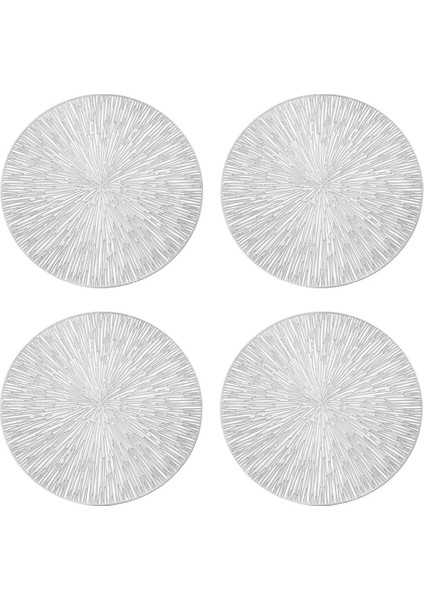 Adet Yuvarlak Placemats Restoran Içi Boş Pvc Dekorasyon Yemek Mat Anti-Sıcak Yemek Masası Hattı Mat Biftek Tabağı Ped Gümüş (Yurt Dışından)