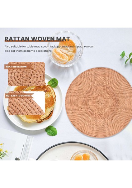 Rattan Dokuma Servis Altlıkları,masa Paspasları,kaymaz Isıya Dayanıklı Servis Altlığı,hasır Servis Altlığı,sıcak Yemekler Için Nihaleler YUVARLAK,40CM (Yurt Dışından)