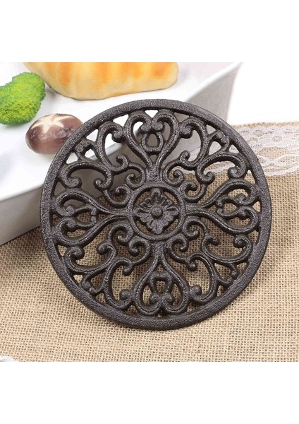 Yuvarlak Dökme Demir Trivet 6.7 Inç Demir Isı Yalıtım Trivet Kaymaz Potholders Mutfak Yemek Masası Dekor Için (Yurt Dışından)