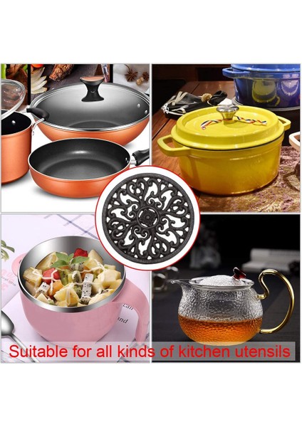 Yuvarlak Dökme Demir Trivet 6.7 Inç Demir Isı Yalıtım Trivet Kaymaz Potholders Mutfak Yemek Masası Dekor Için (Yurt Dışından)