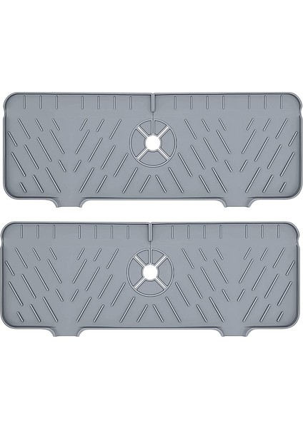 Mutfak Lavabo Için 2 Adet Silikon Musluk Mat, Su Sıçrama Koruması Musluk Su Tutucu Paspaslar, Musluk Emici Mat Gri (Yurt Dışından)