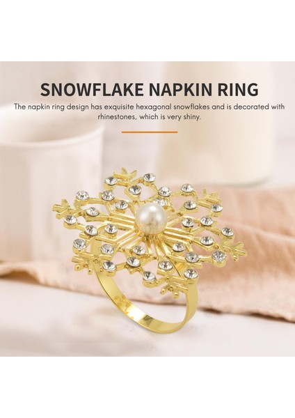 12 Adet Kar Tanesi Peçete Halkaları Noel Peçete Halkası Toka Rhinestone Inci Peçete Tutucu Noel Masa Süsü (Yurt Dışından)