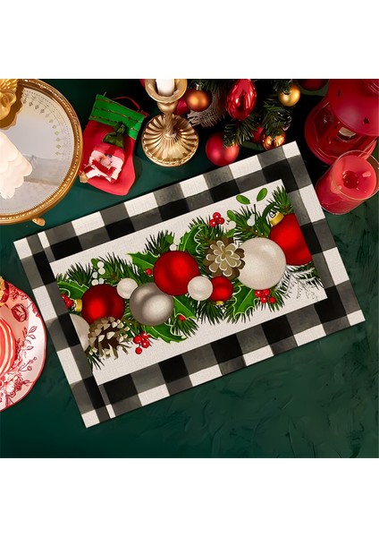 4 Adet Noel Ağaçları Kar Pembe Noel Yer Matları Kış Masa Örtüleri Mutfak Yemek Dekorasyonu Için K (Yurt Dışından)