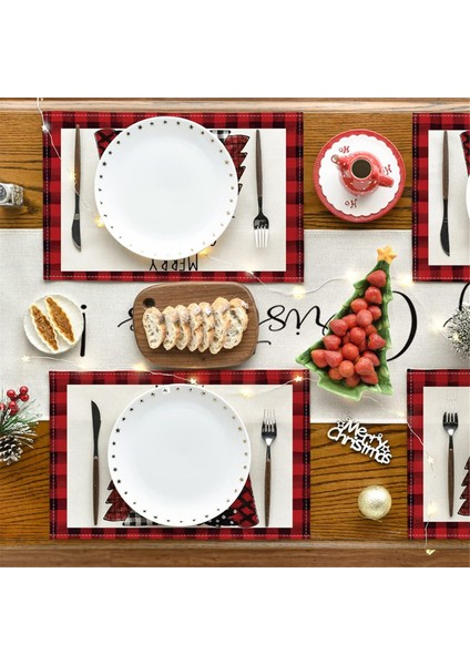 4 Adet Noel Ağaçları Kar Pembe Noel Yer Matları Kış Masa Örtüleri Mutfak Yemek Dekorasyonu Için K (Yurt Dışından)